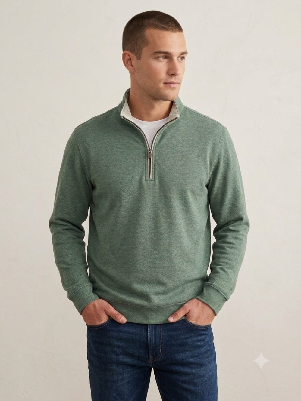 johnnie-O Men's Sage Green Half-Zip Knit Pullover